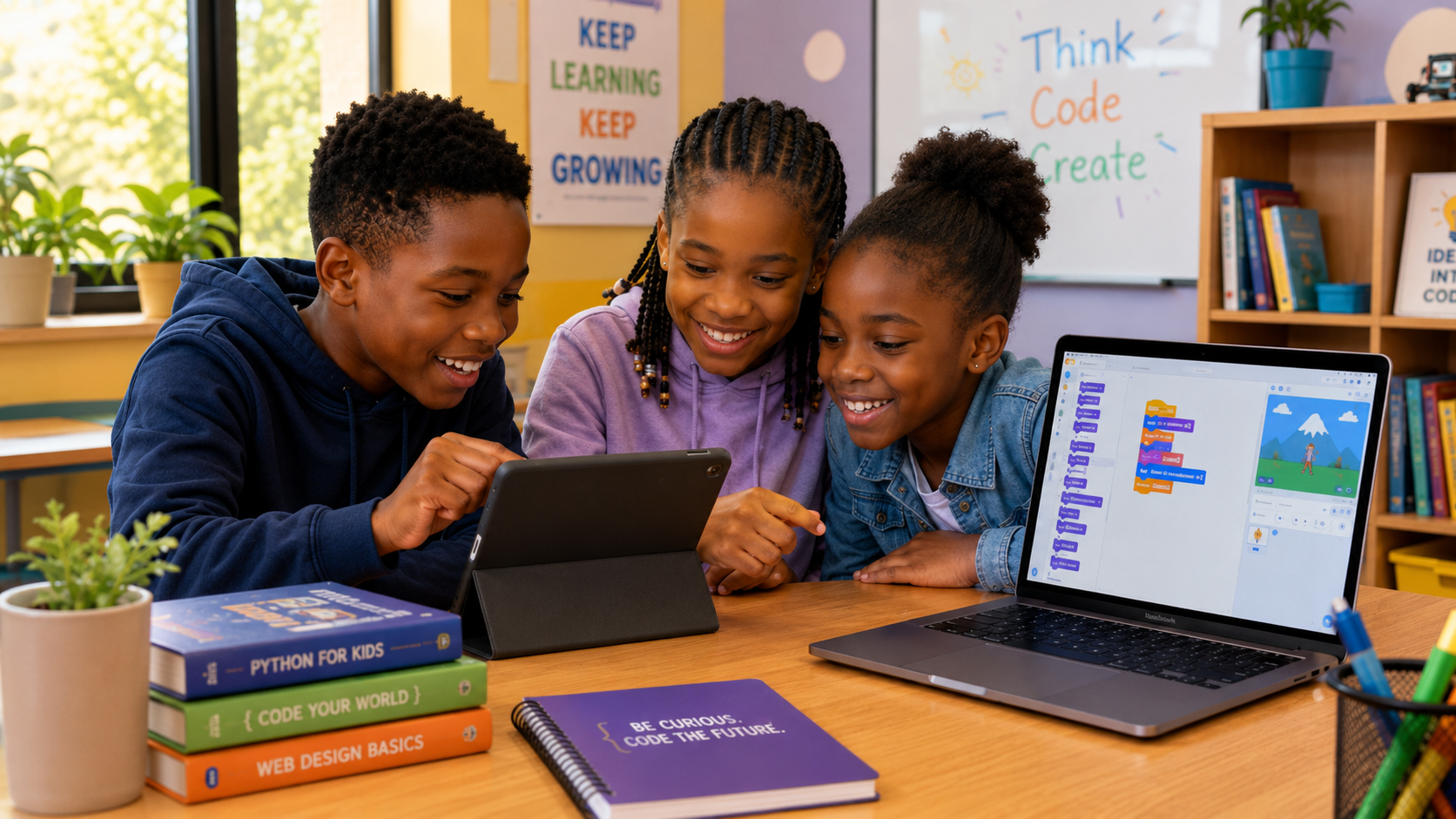Children learning to code